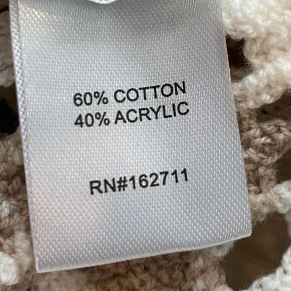 Luca Mateo Mens Granny Square Crochet Knit Shirt Size M Tan White Coastal NWT - Picture 6 of 9